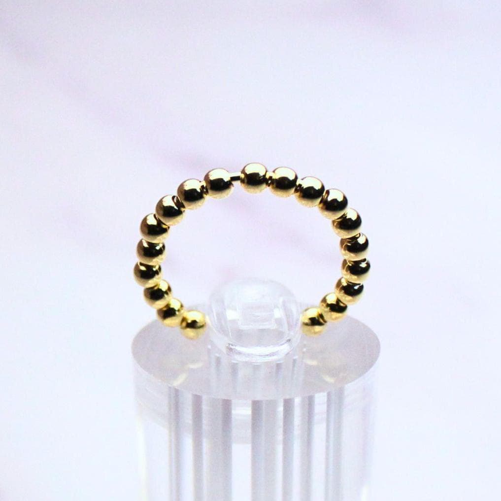 18K Gold Plated Sterling Silver Beaded Adjustable Eliza Ring – Minimalist Dainty Band