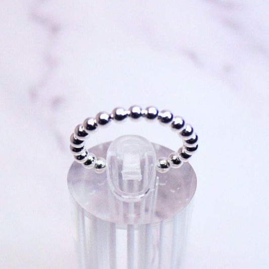 Sterling Silver Beaded Adjustable Eliza Ring – Minimalist Dainty Band