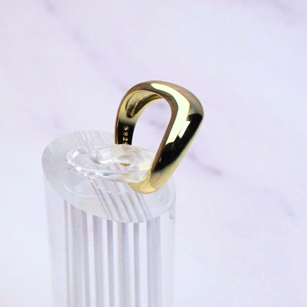 14K Gold Plated Sterling Silver Lucia Ring –Adjustable Minimalist Statement Band