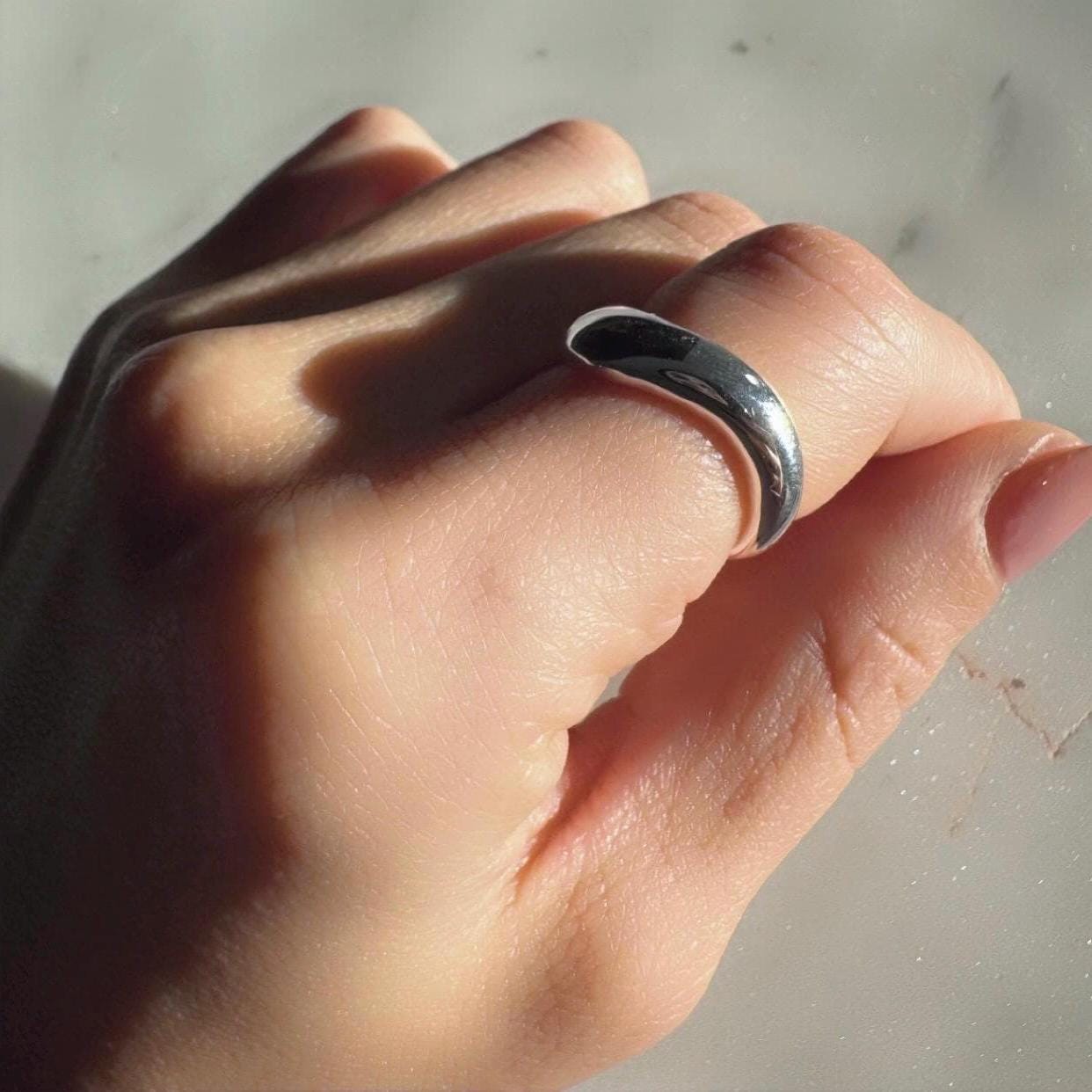 Sterling Silver Lucia Ring – Adjustable Minimalist Statement Band