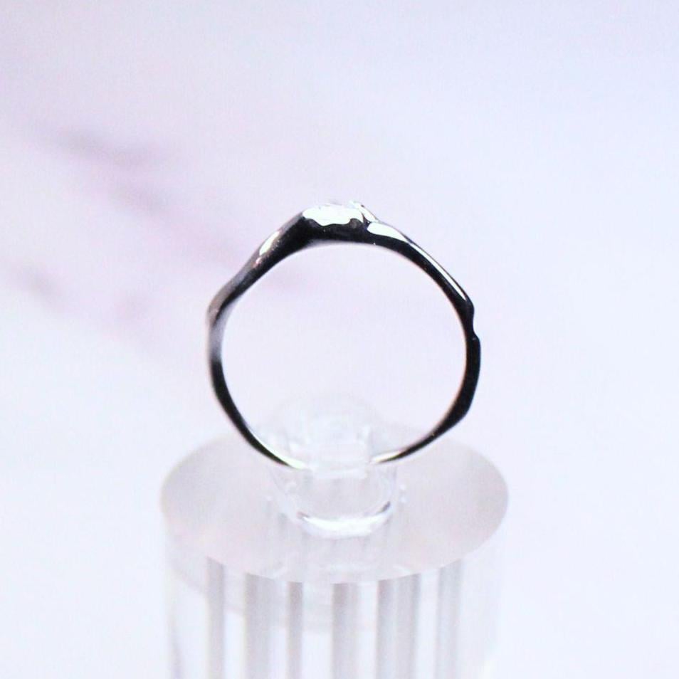 Sterling Silver Adjustable Juniper Ring with Zircon – Delicate Minimalist Everyday Jewelry