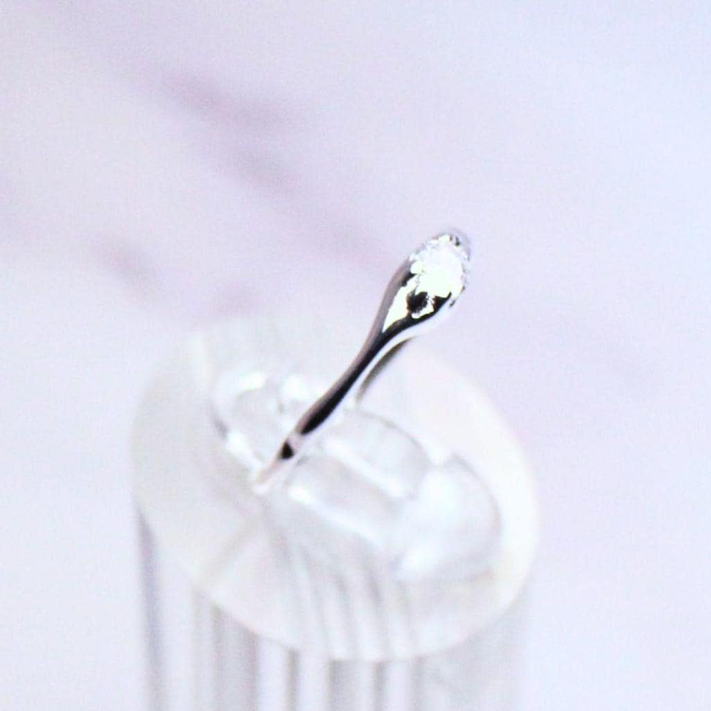 Sterling Silver Adjustable Juniper Ring with Zircon – Delicate Minimalist Everyday Jewelry