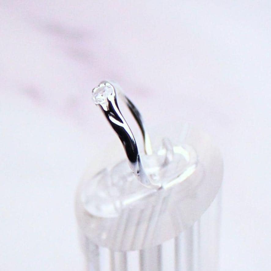 Sterling Silver Adjustable Juniper Ring with Zircon – Delicate Minimalist Everyday Jewelry