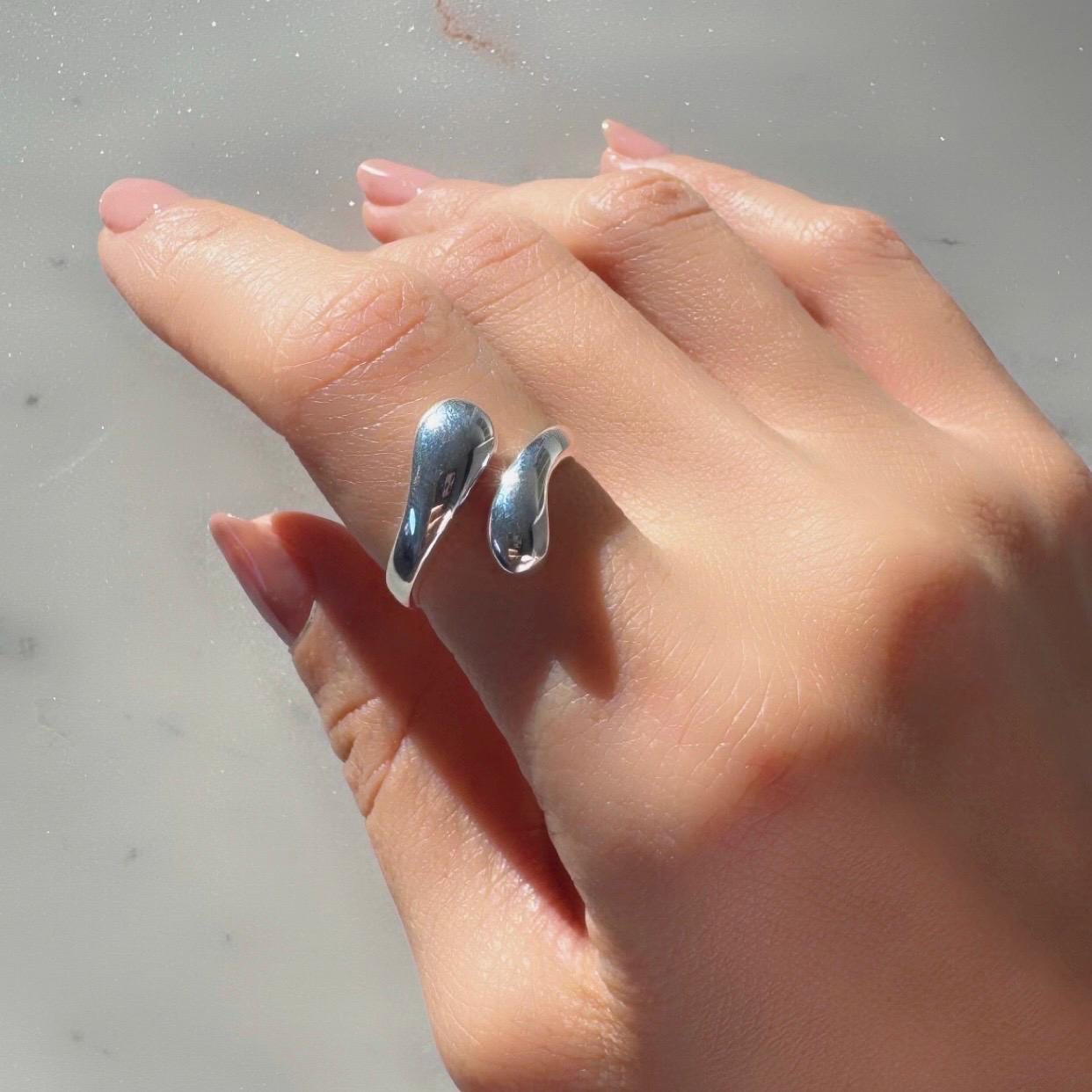 Sterling Silver Adjustable Natalia Ring – Modern Minimalist Open Band