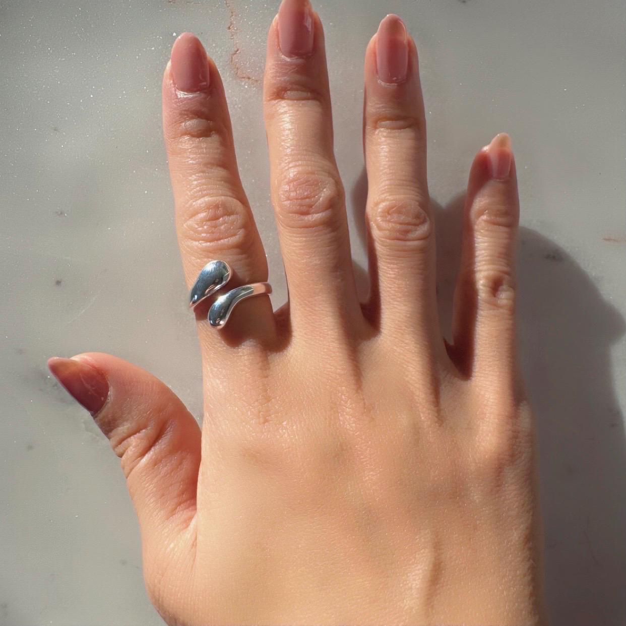 Sterling Silver Adjustable Natalia Ring – Modern Minimalist Open Band