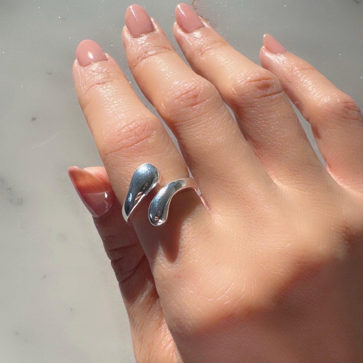 Sterling Silver Adjustable Natalia Ring – Modern Minimalist Open Band