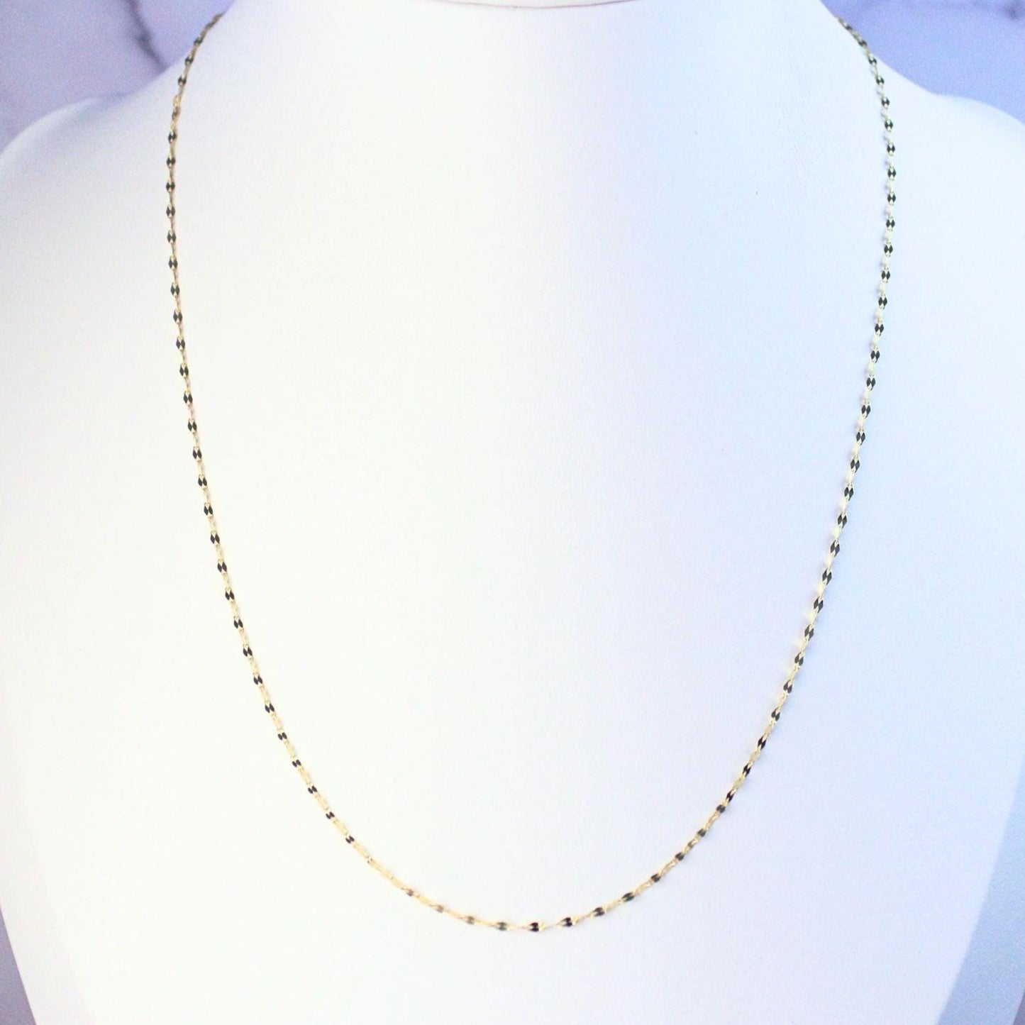 New 18k Solid Gold Mirror Blair Chain Necklace – Dainty & Reflective Luxury – Layering Gold Jewelry