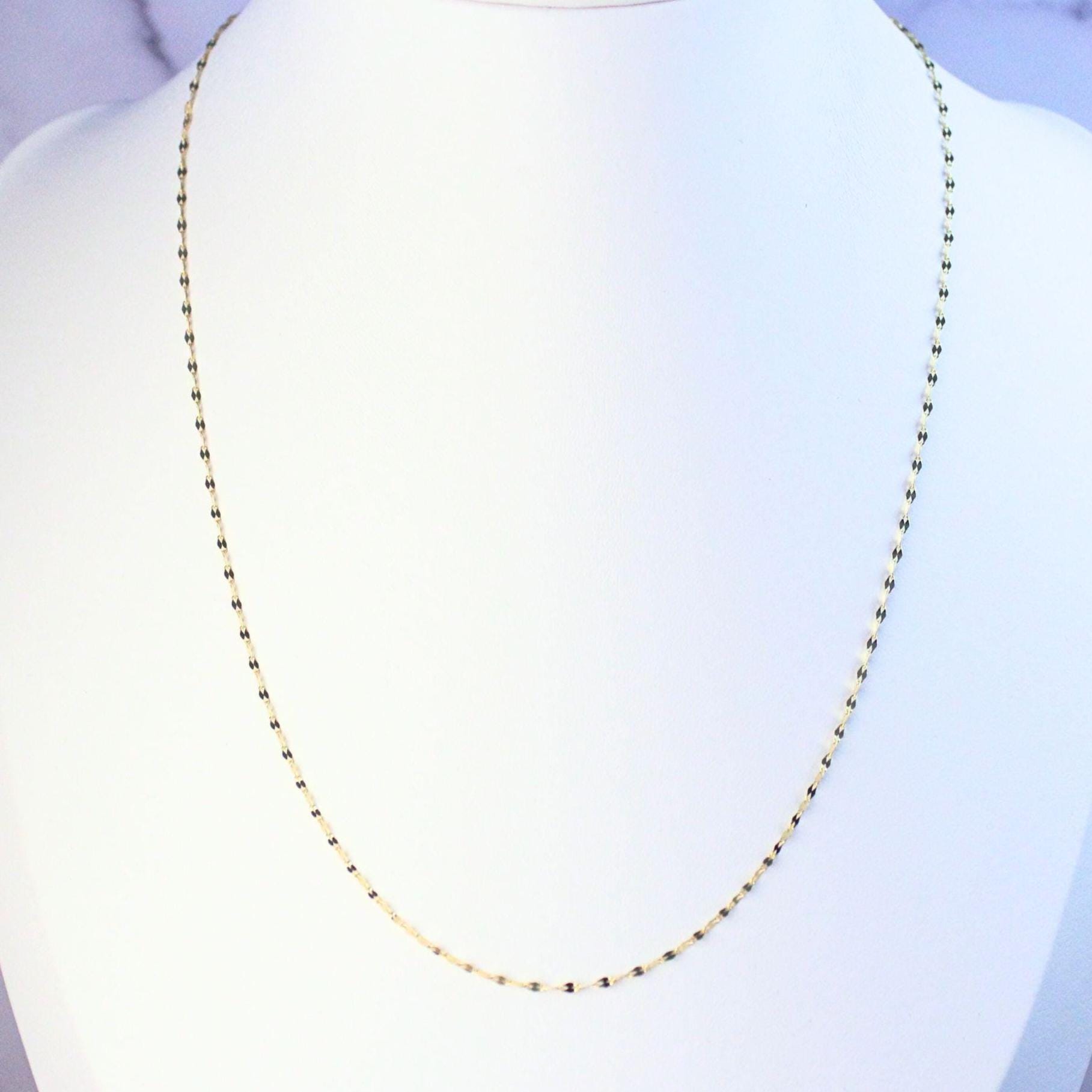 New 18k Solid Gold Mirror Blair Chain Necklace – Dainty & Reflective Luxury – Layering Gold Jewelry