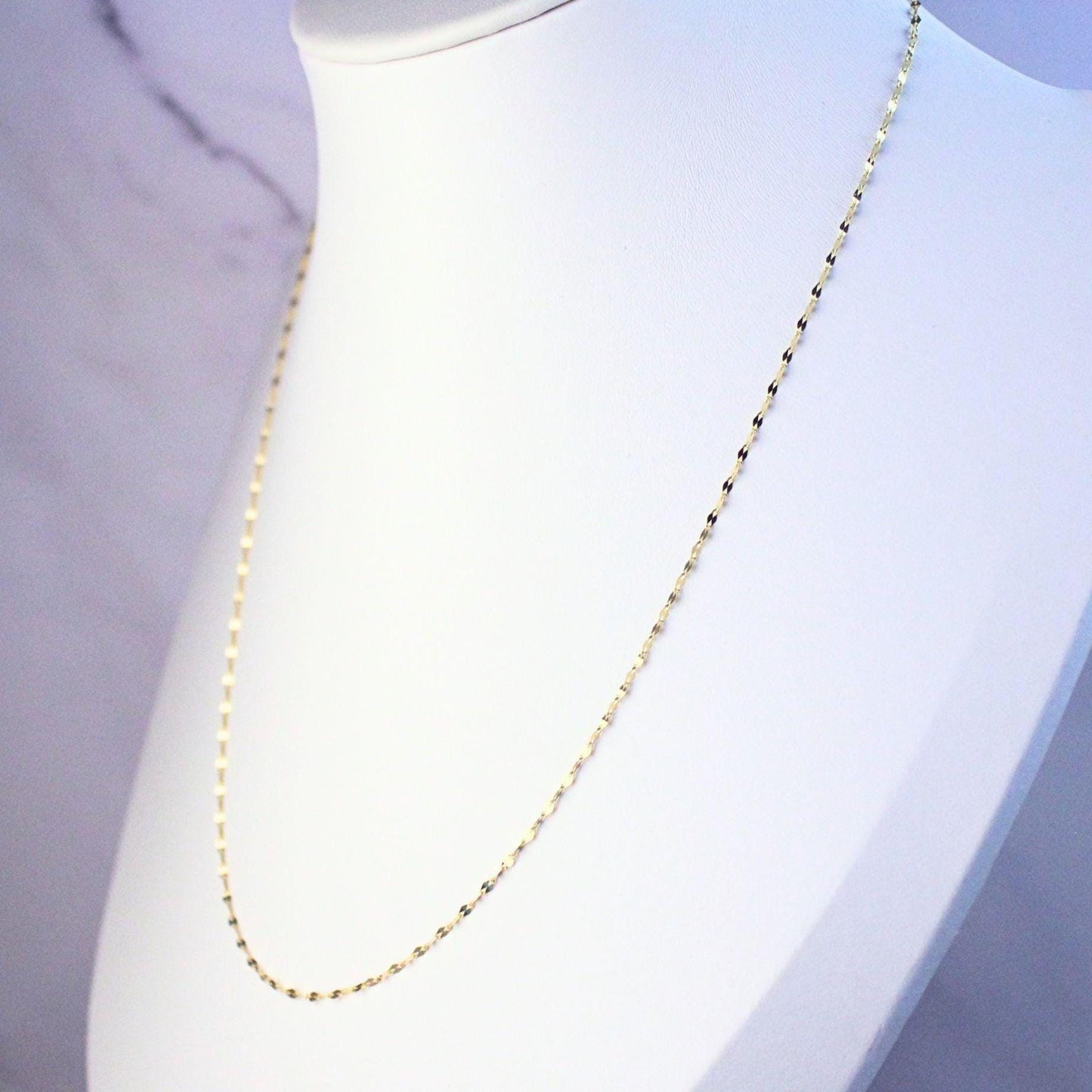 New 18k Solid Gold Mirror Blair Chain Necklace – Dainty & Reflective Luxury – Layering Gold Jewelry