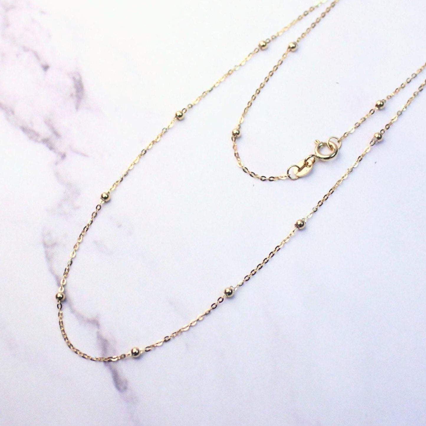 Solid 18K Gold Beaded Chain Melanie Necklace – Delicate Everyday Luxury