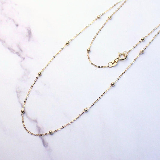Solid 18K Gold Beaded Chain Melanie Necklace – Delicate Everyday Luxury
