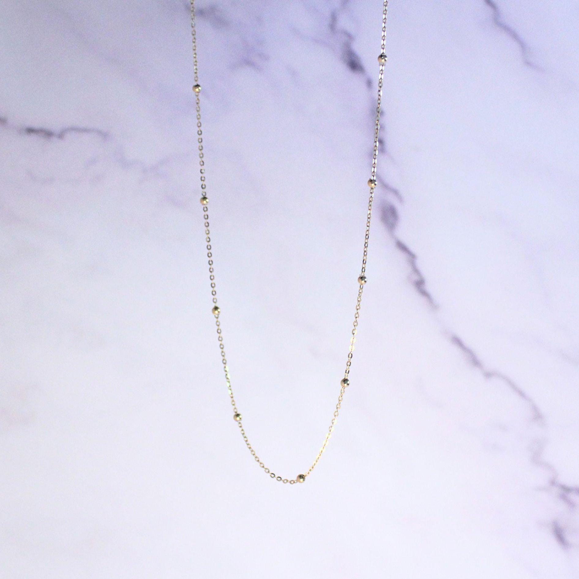 Solid 18K Gold Beaded Chain Melanie Necklace – Delicate Everyday Luxury
