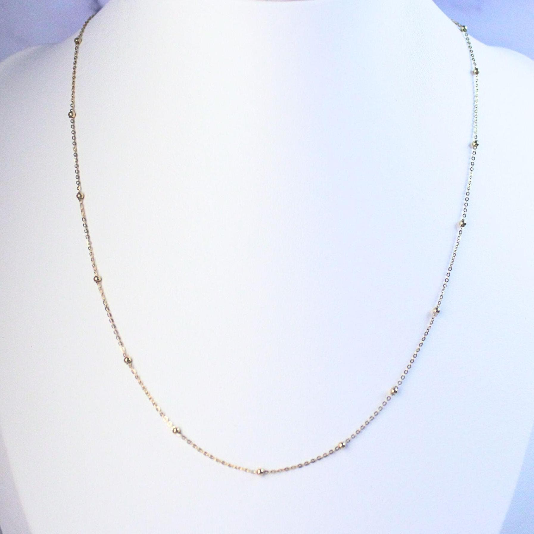 Solid 18K Gold Beaded Chain Melanie Necklace – Delicate Everyday Luxury