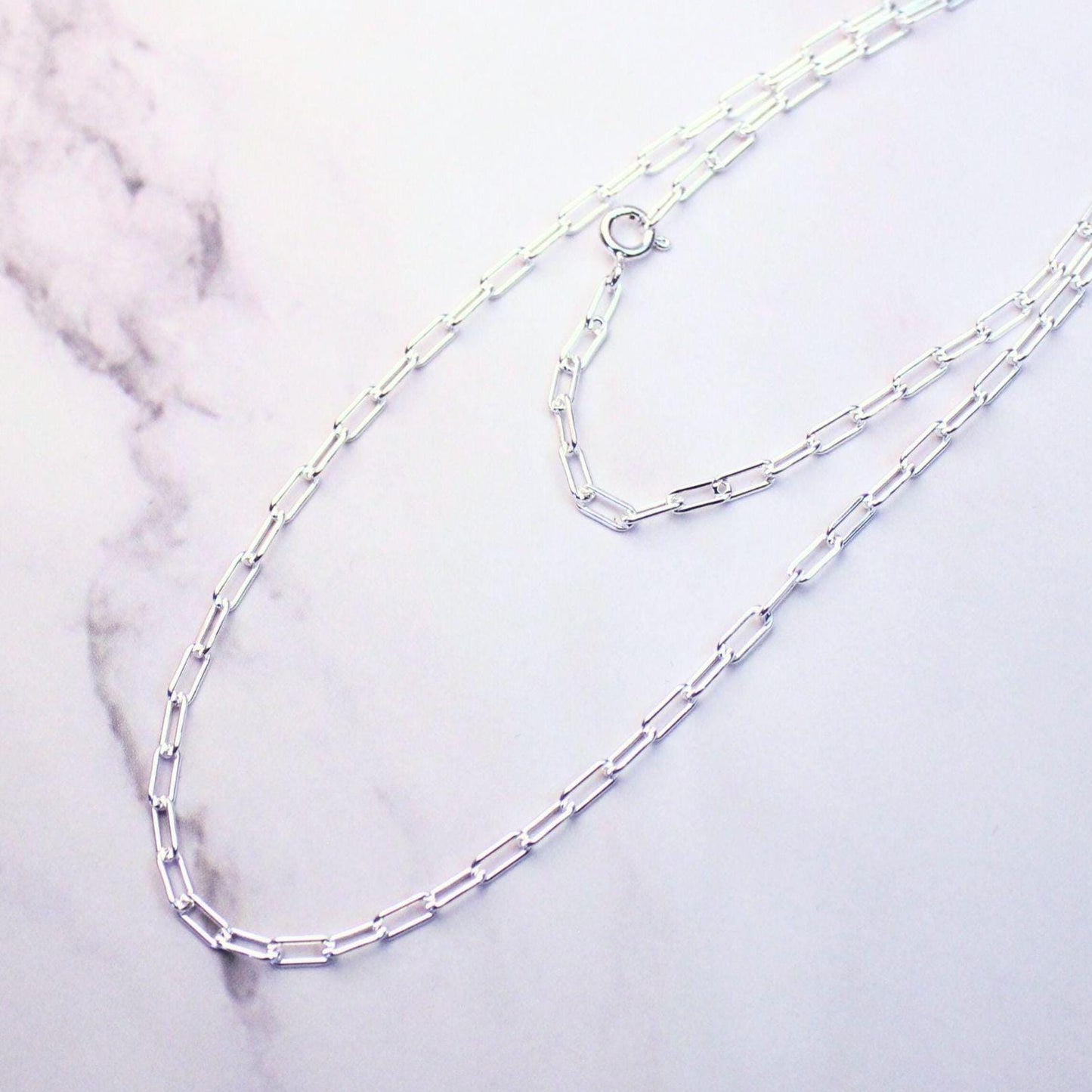 Sterling Silver Paperclip Chain Catalina Necklace – Minimal Modern Link Necklace