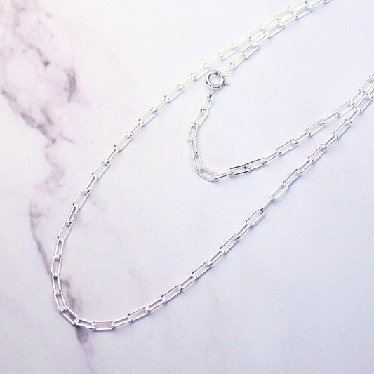 Sterling Silver Paperclip Chain Catalina Necklace – Minimal Modern Link Necklace
