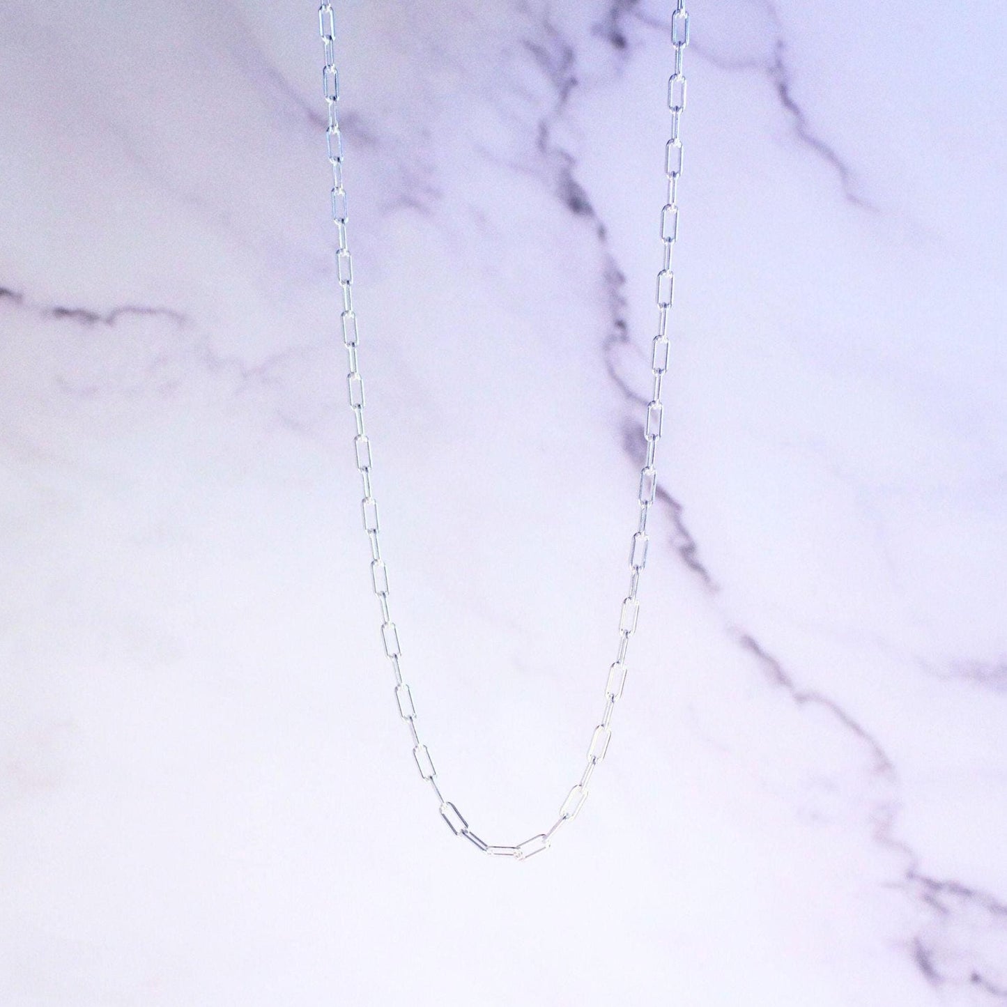 Sterling Silver Paperclip Chain Catalina Necklace – Minimal Modern Link Necklace
