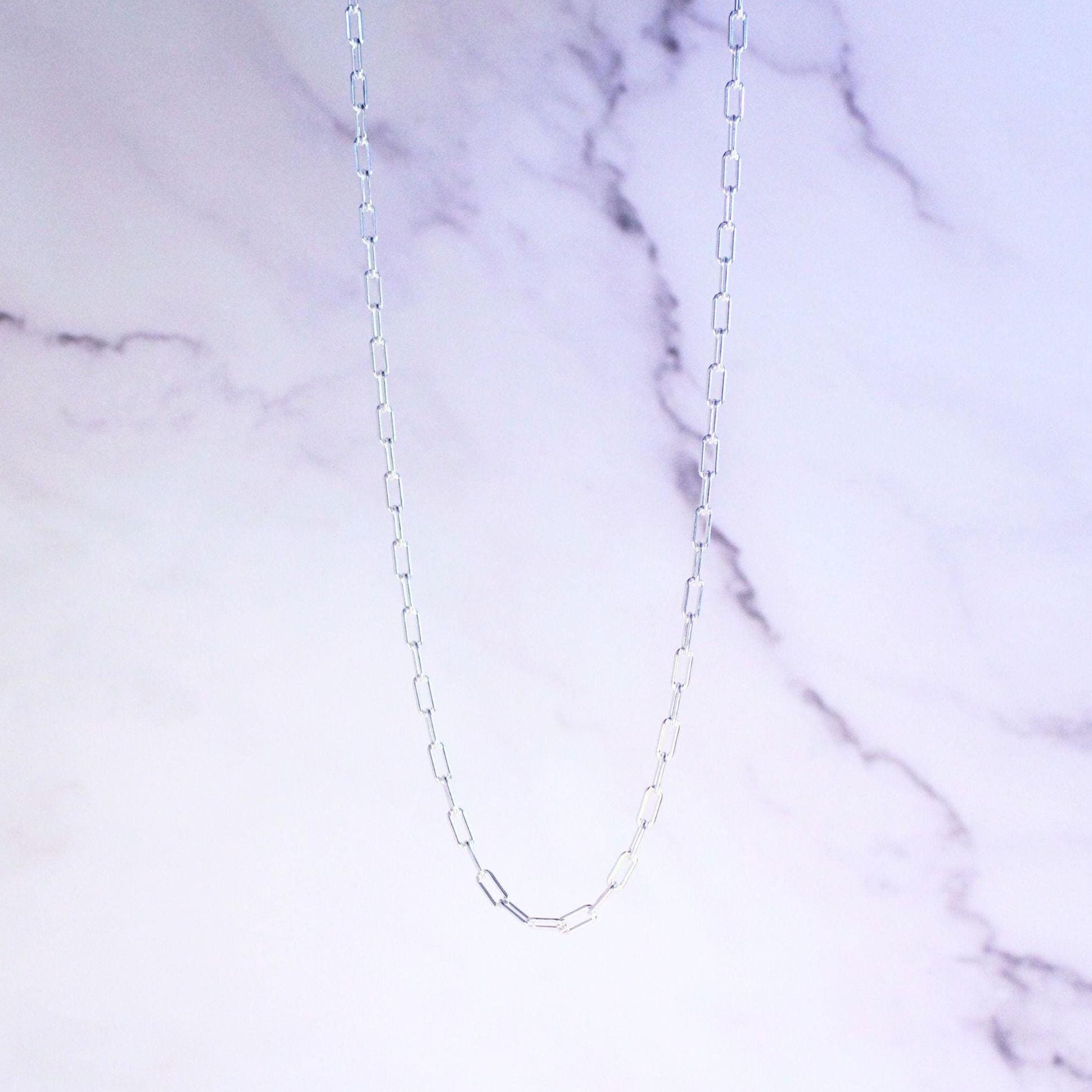Sterling Silver Paperclip Chain Catalina Necklace – Minimal Modern Link Necklace