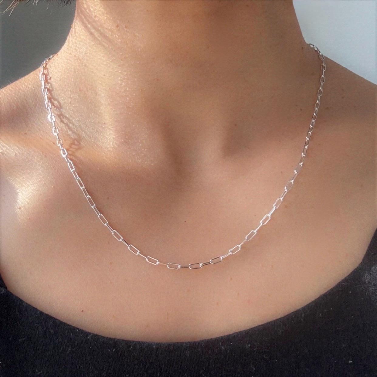 Sterling Silver Paperclip Chain Catalina Necklace – Minimal Modern Link Necklace