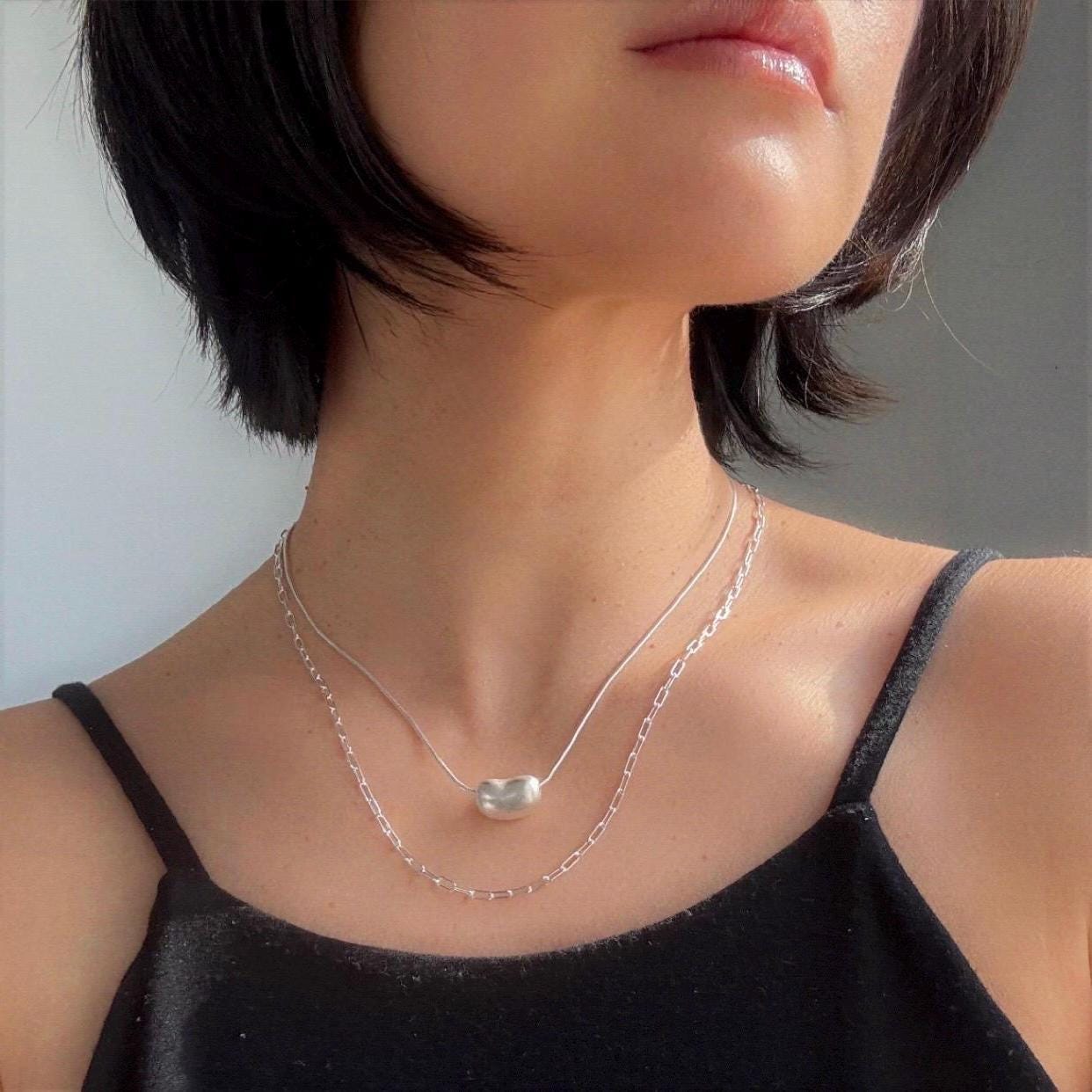 Sterling Silver Paperclip Chain Catalina Necklace – Minimal Modern Link Necklace