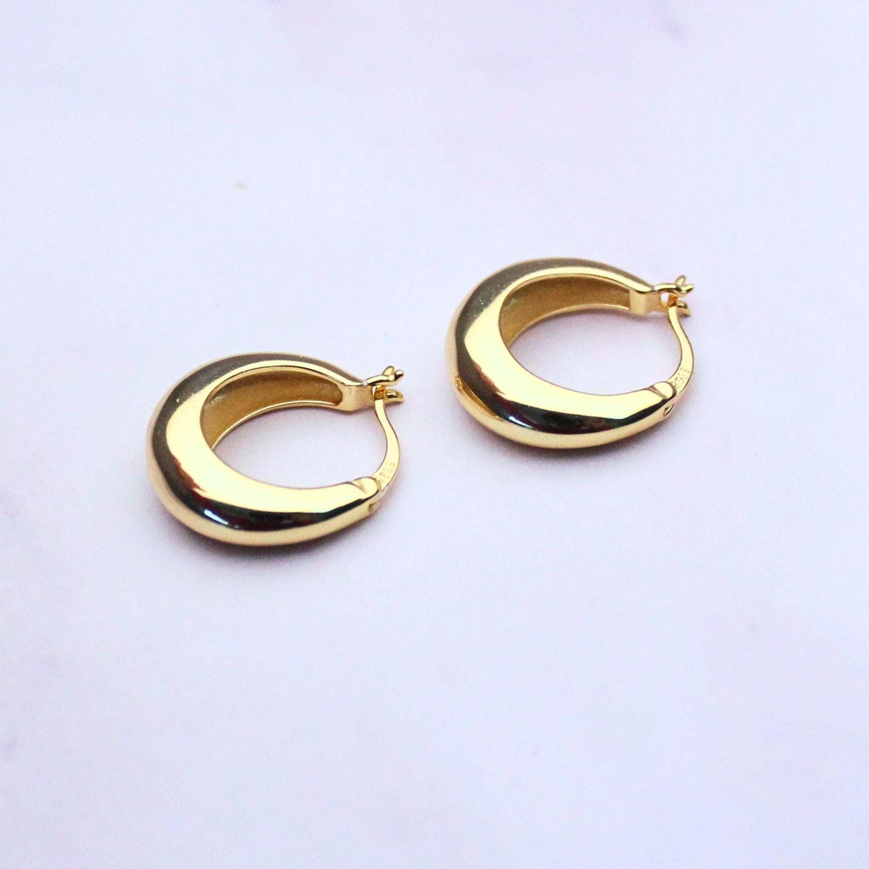 18K Gold Plated Classic Sterling Silver Hoop Summer Earrings – Timeless Everyday Jewelry