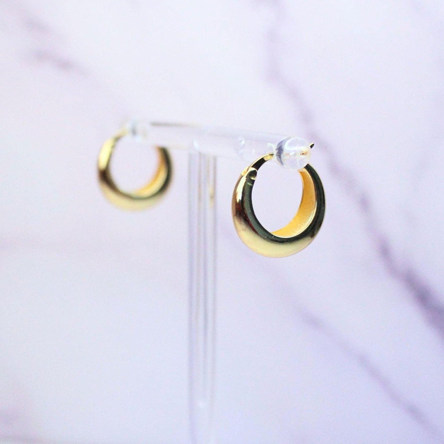 18K Gold Plated Classic Sterling Silver Hoop Summer Earrings – Timeless Everyday Jewelry