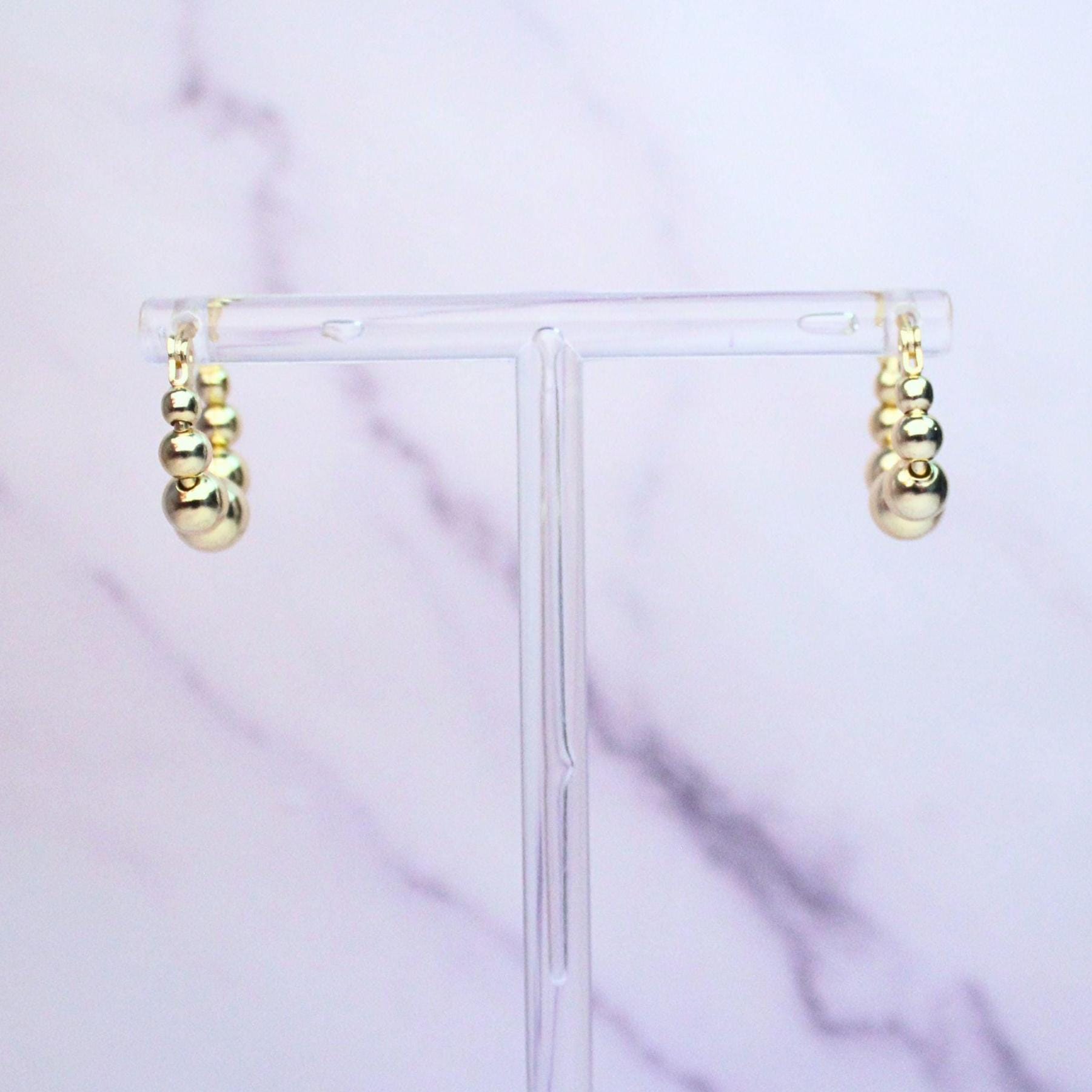 18K Gold Plated Sterling Silver Beaded Callie Hoop Earrings – Modern Minimalist Statement