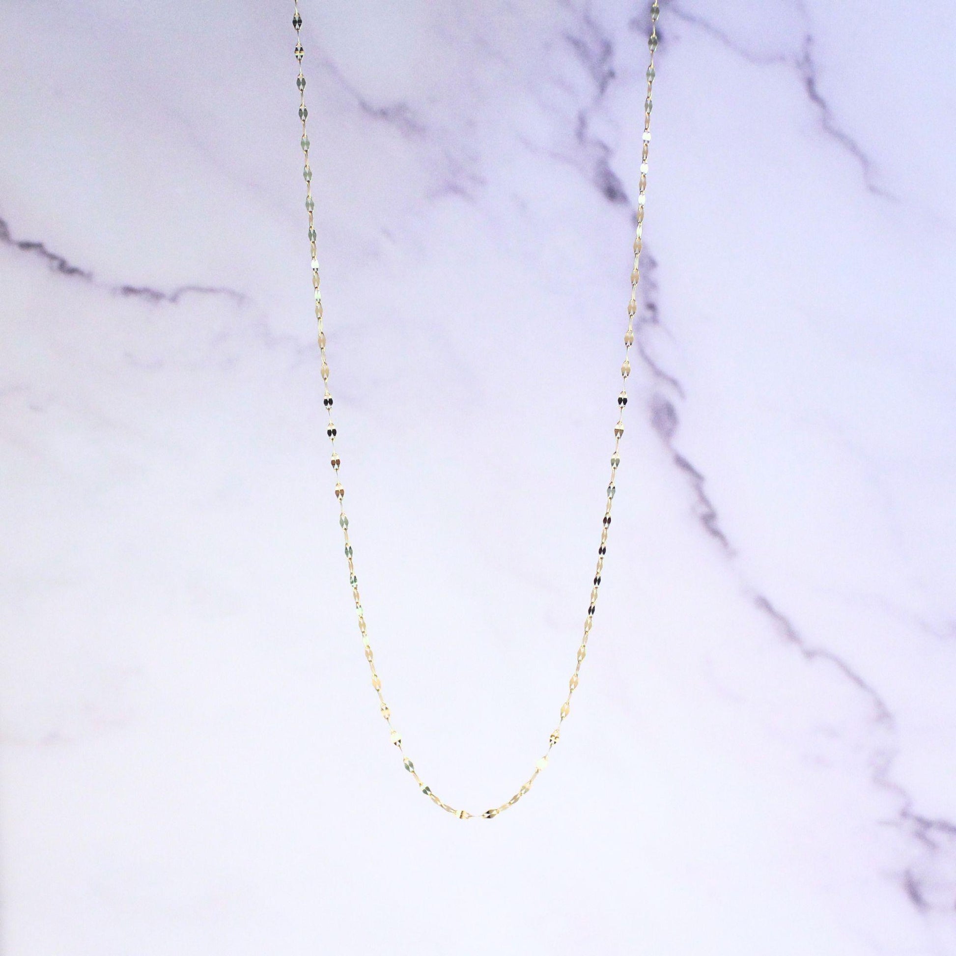 New 18k Solid Gold Mirror Blair Chain Necklace – Dainty & Reflective Luxury – Layering Gold Jewelry