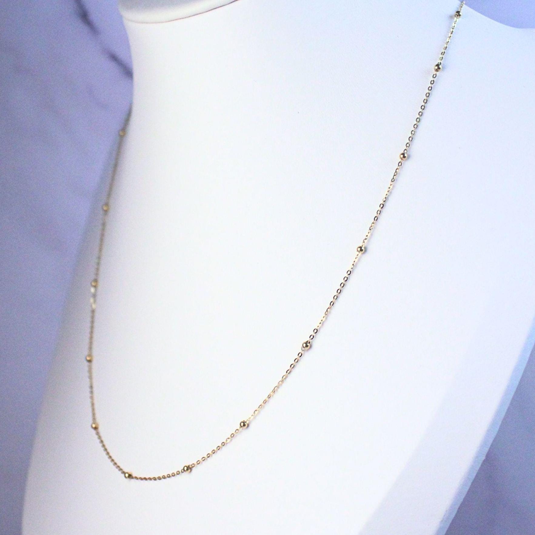 Solid 18K Gold Beaded Chain Melanie Necklace – Delicate Everyday Luxury