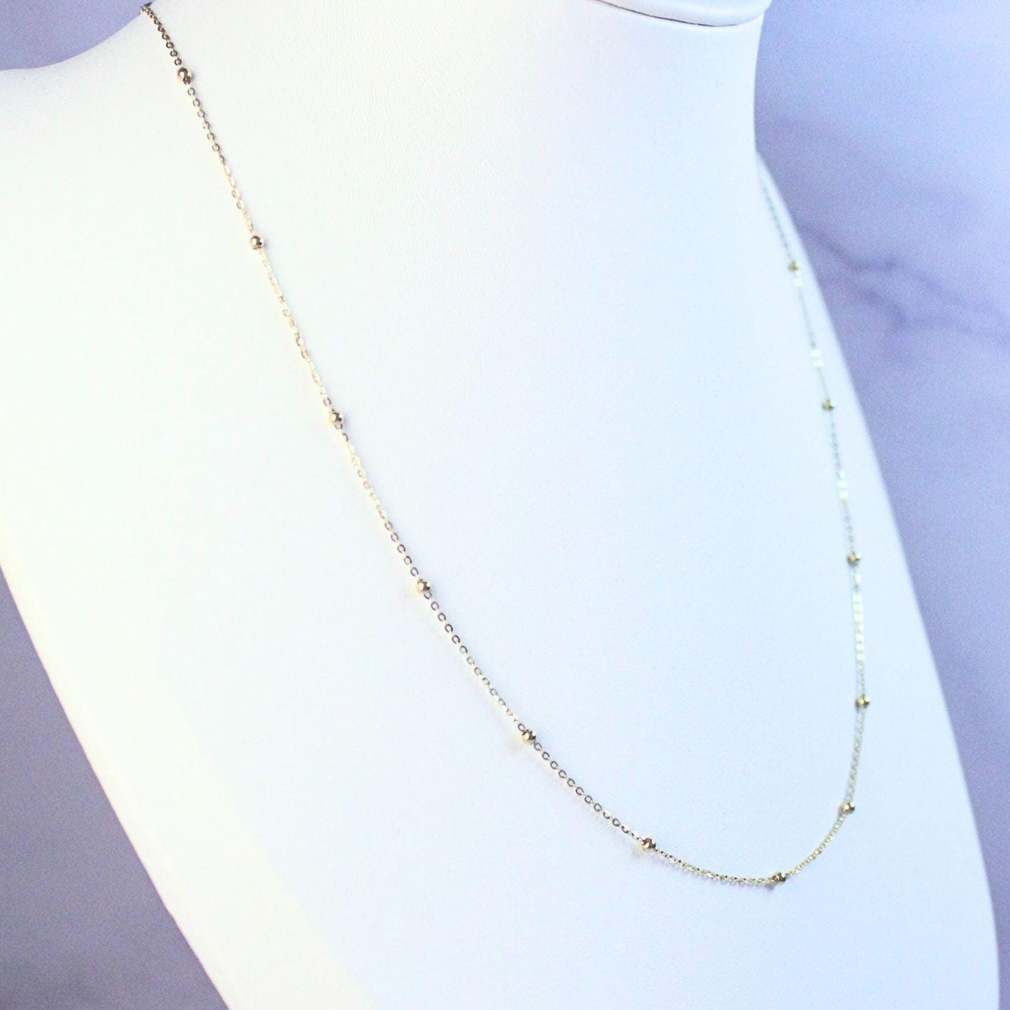 Solid 18K Gold Beaded Chain Melanie Necklace – Delicate Everyday Luxury