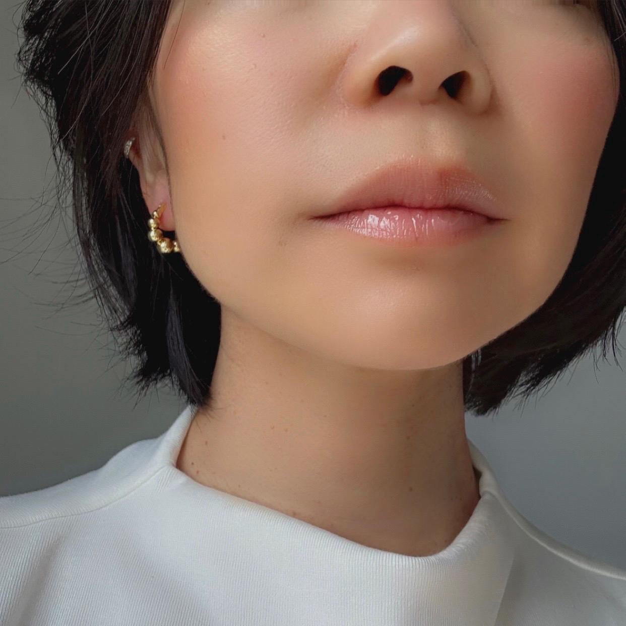 18K Gold Plated Sterling Silver Beaded Callie Hoop Earrings – Modern Minimalist Statement