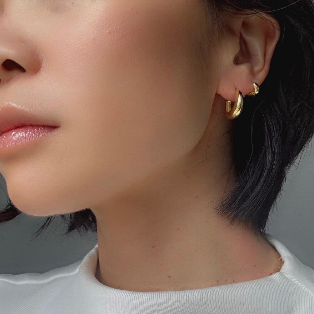 18K Gold Plated Classic Sterling Silver Hoop Summer Earrings – Timeless Everyday Jewelry