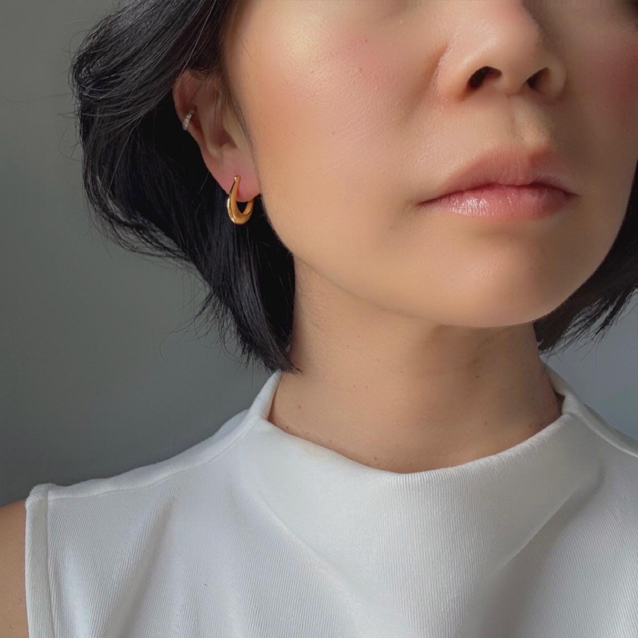 18K Gold Plated Sterling Silver April Hoop Earrings – Classic Everyday Elegance