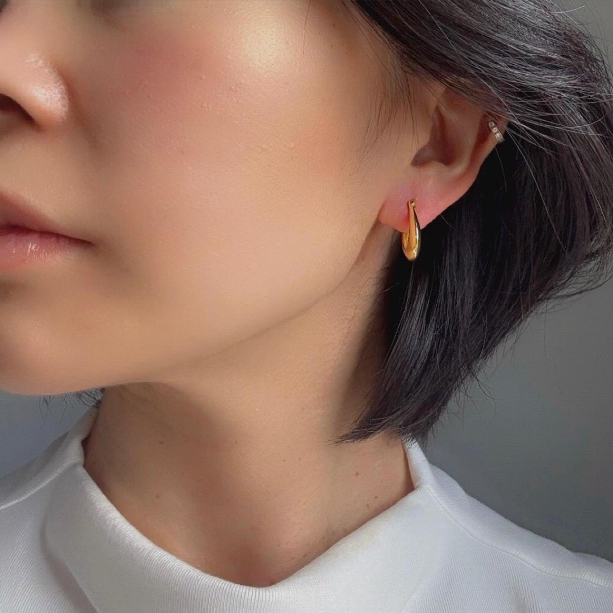 18K Gold Plated Sterling Silver April Hoop Earrings – Classic Everyday Elegance