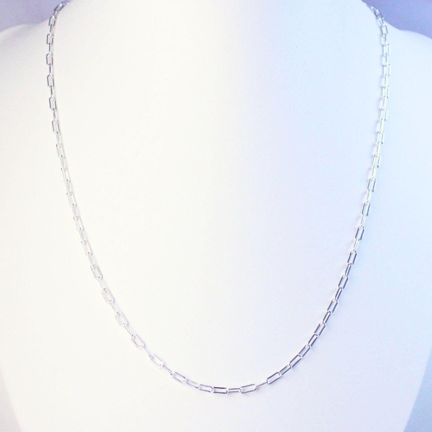 Sterling Silver Paperclip Chain Catalina Necklace – Minimal Modern Link Necklace