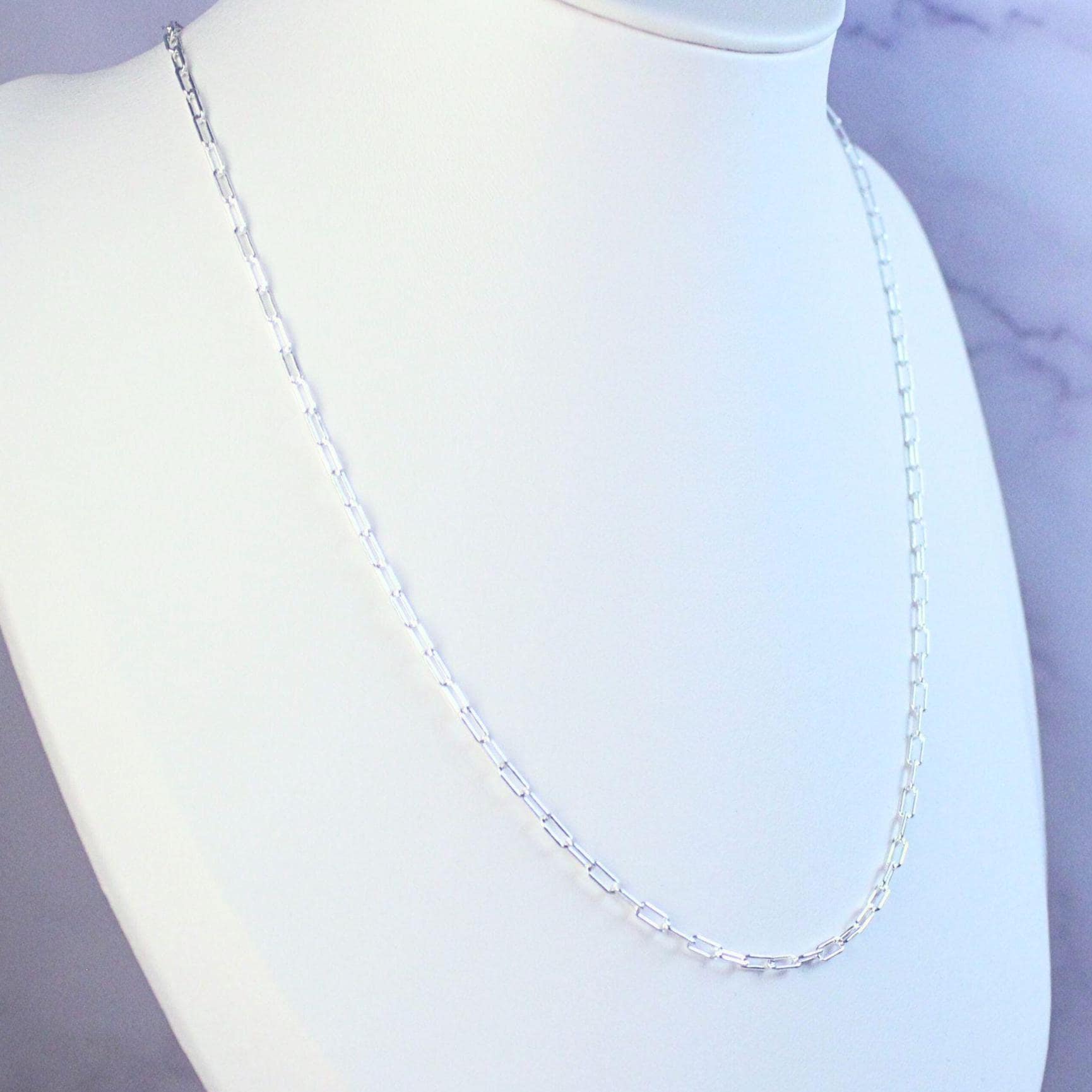 Sterling Silver Paperclip Chain Catalina Necklace – Minimal Modern Link Necklace