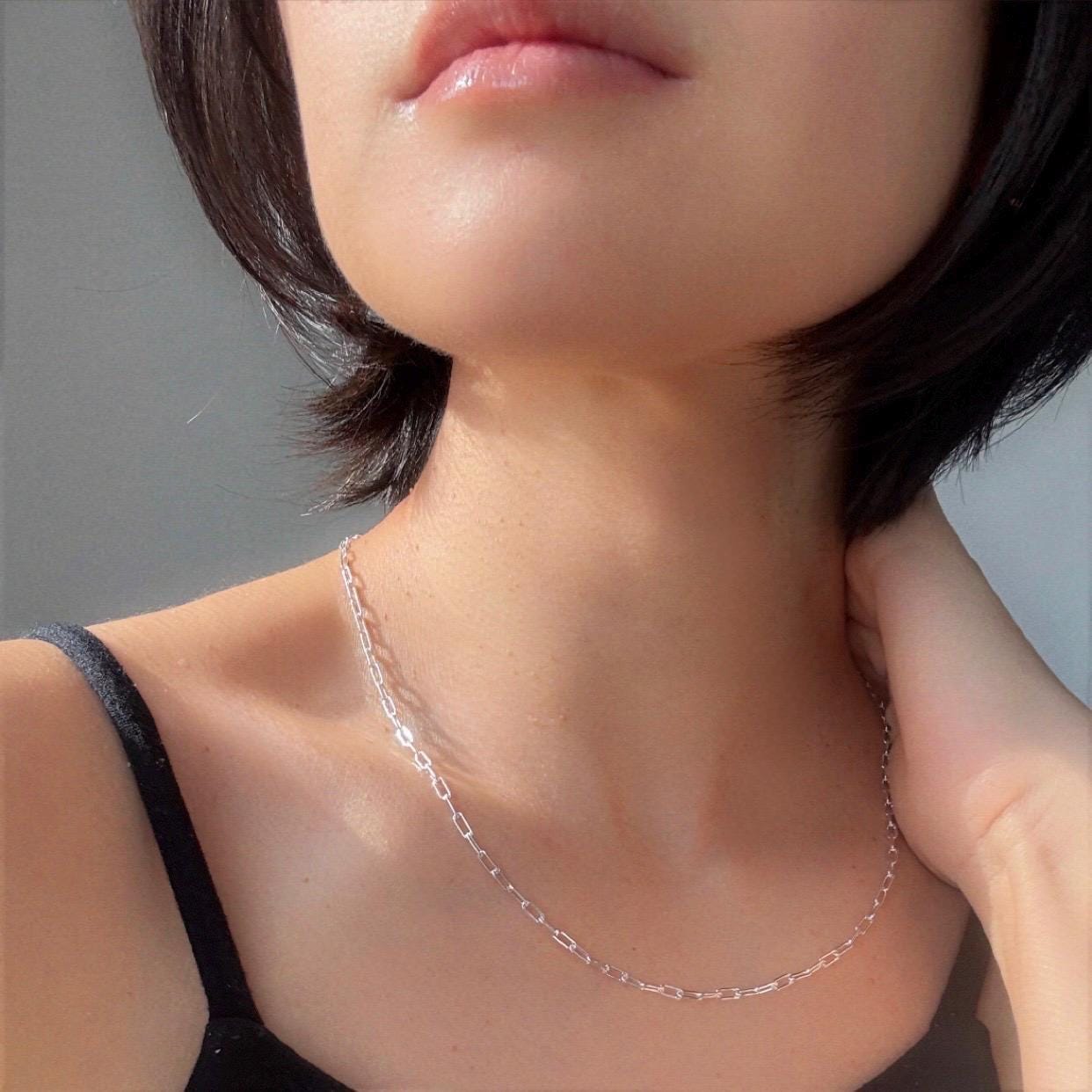 Sterling Silver Paperclip Chain Catalina Necklace – Minimal Modern Link Necklace