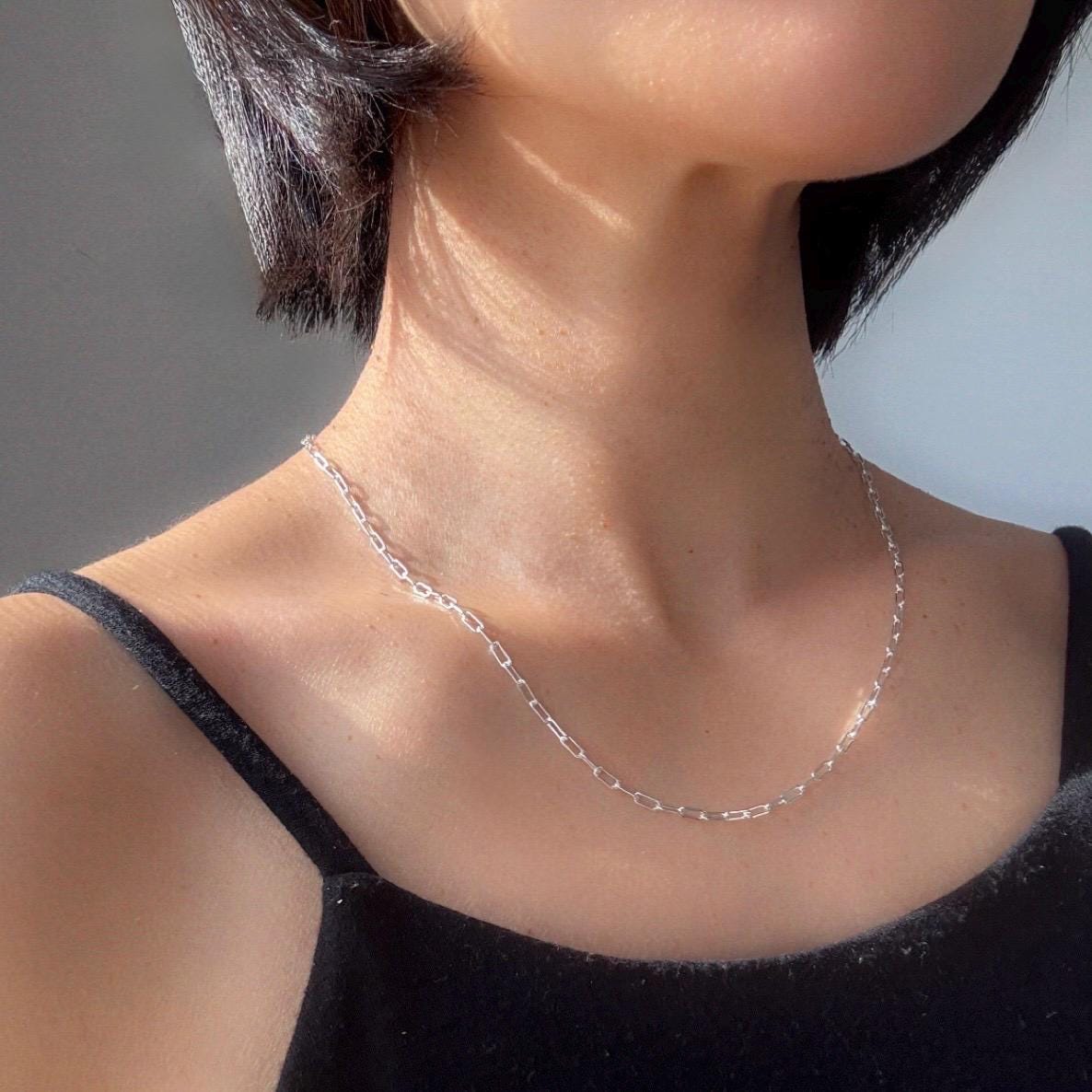 Sterling Silver Paperclip Chain Catalina Necklace – Minimal Modern Link Necklace