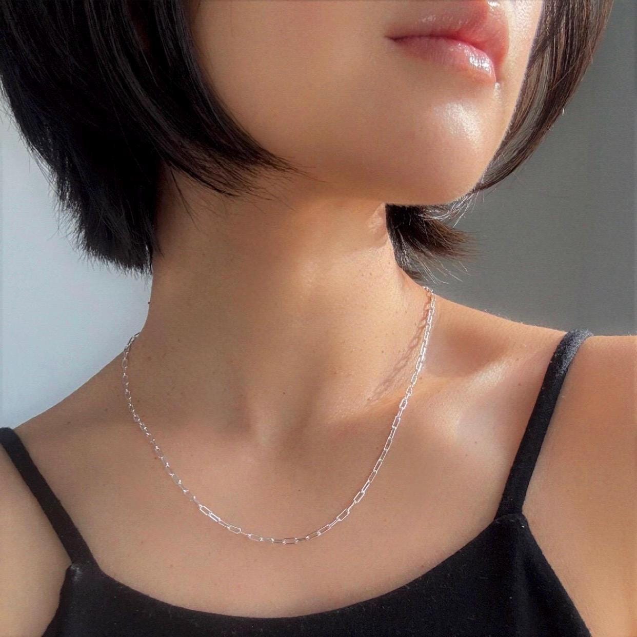 Sterling Silver Paperclip Chain Catalina Necklace – Minimal Modern Link Necklace