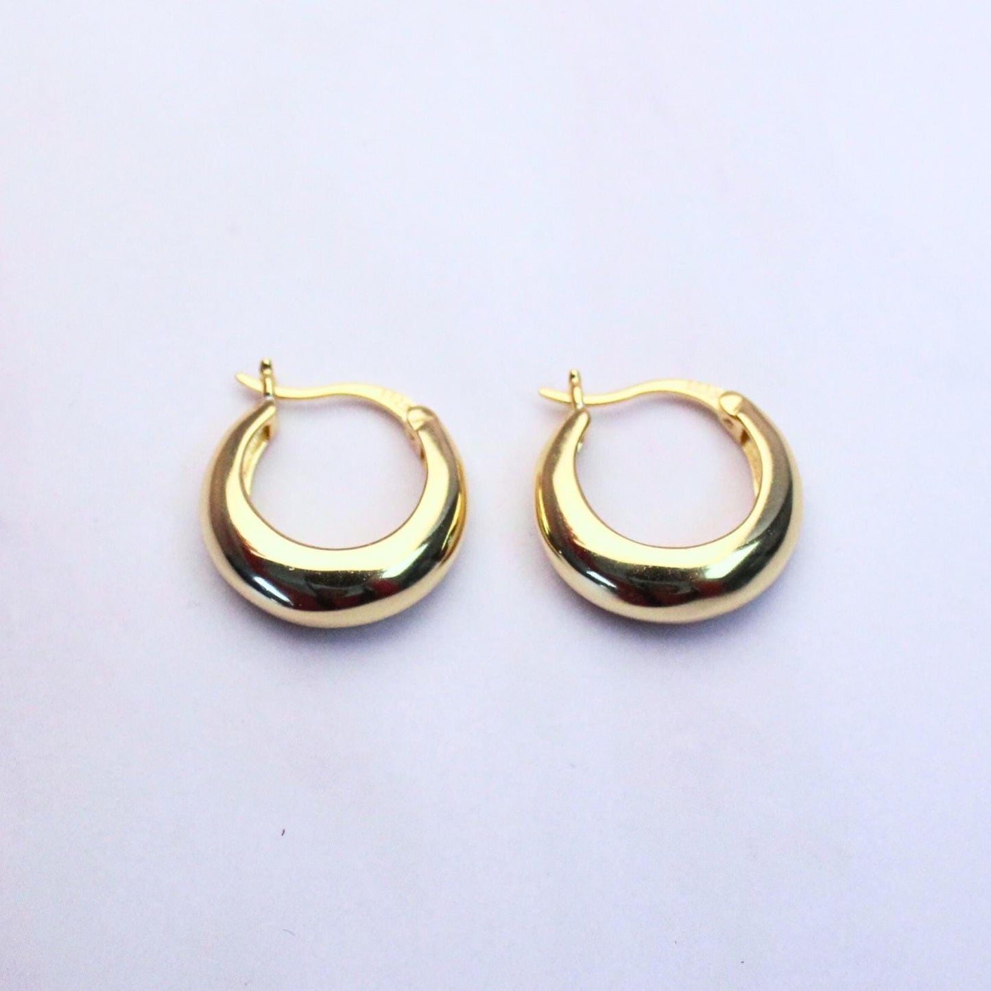 18K Gold Plated Classic Sterling Silver Hoop Summer Earrings – Timeless Everyday Jewelry