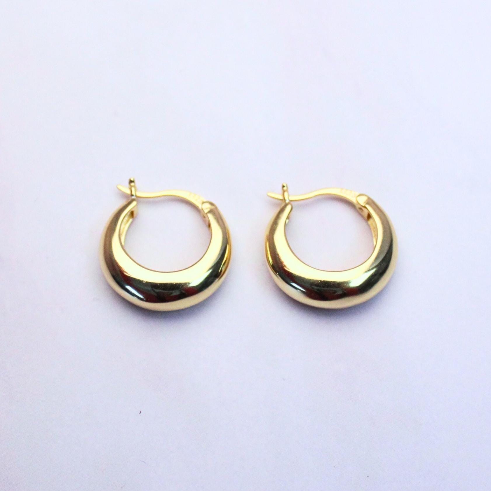 18K Gold Plated Classic Sterling Silver Hoop Summer Earrings – Timeless Everyday Jewelry