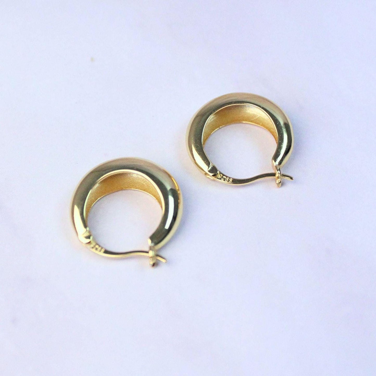 18K Gold Plated Classic Sterling Silver Hoop Summer Earrings – Timeless Everyday Jewelry