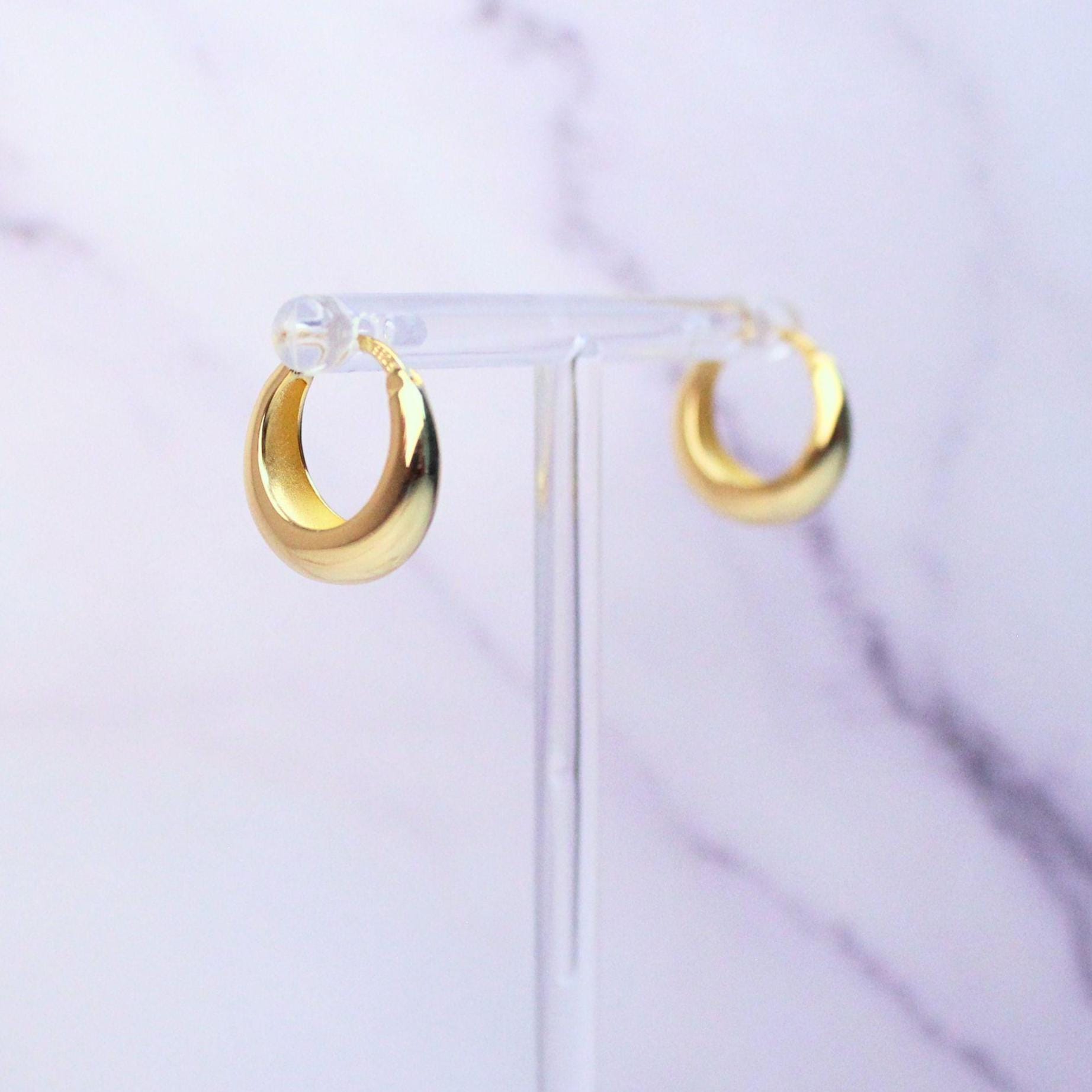 18K Gold Plated Classic Sterling Silver Hoop Summer Earrings – Timeless Everyday Jewelry
