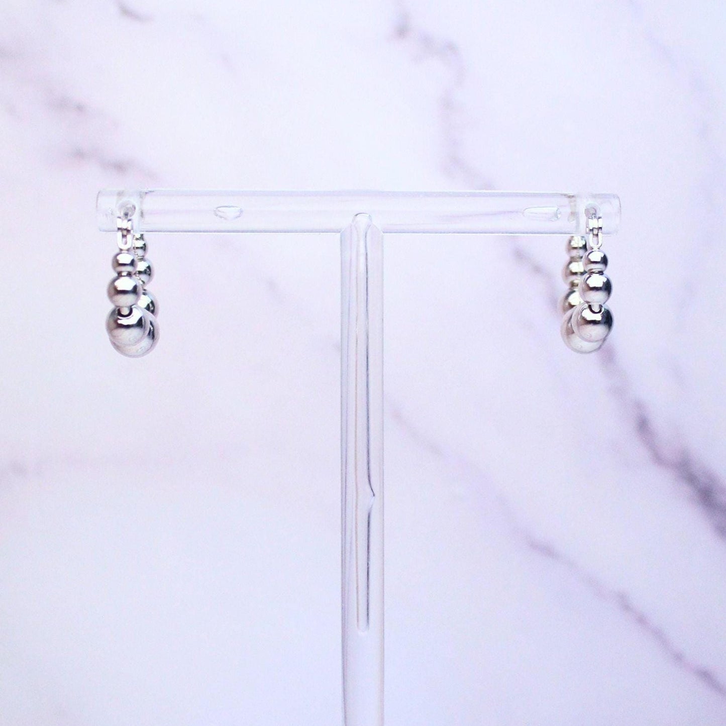Sterling Silver Beaded Callie Hoop Earrings – Modern Minimalist Statement