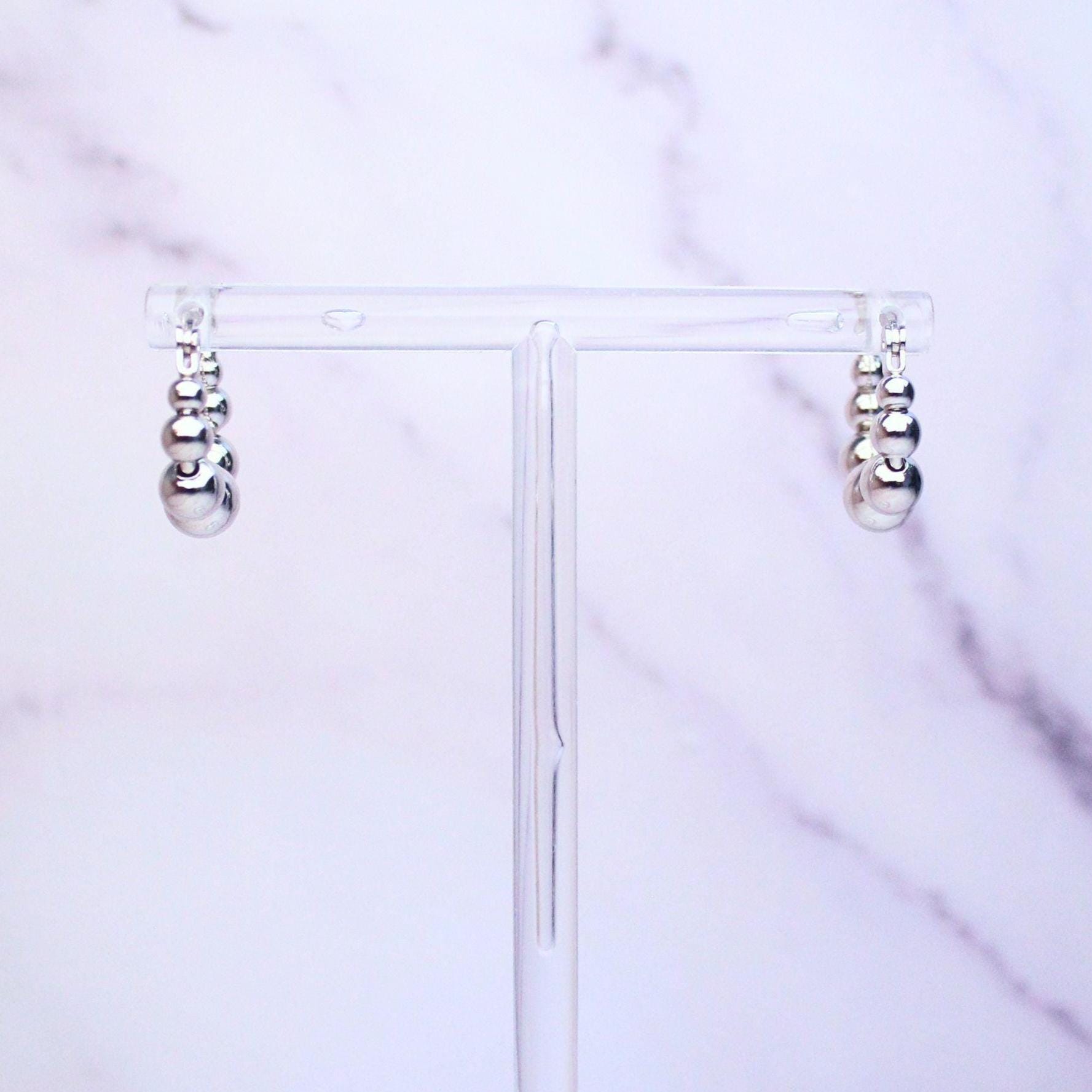Sterling Silver Beaded Callie Hoop Earrings – Modern Minimalist Statement