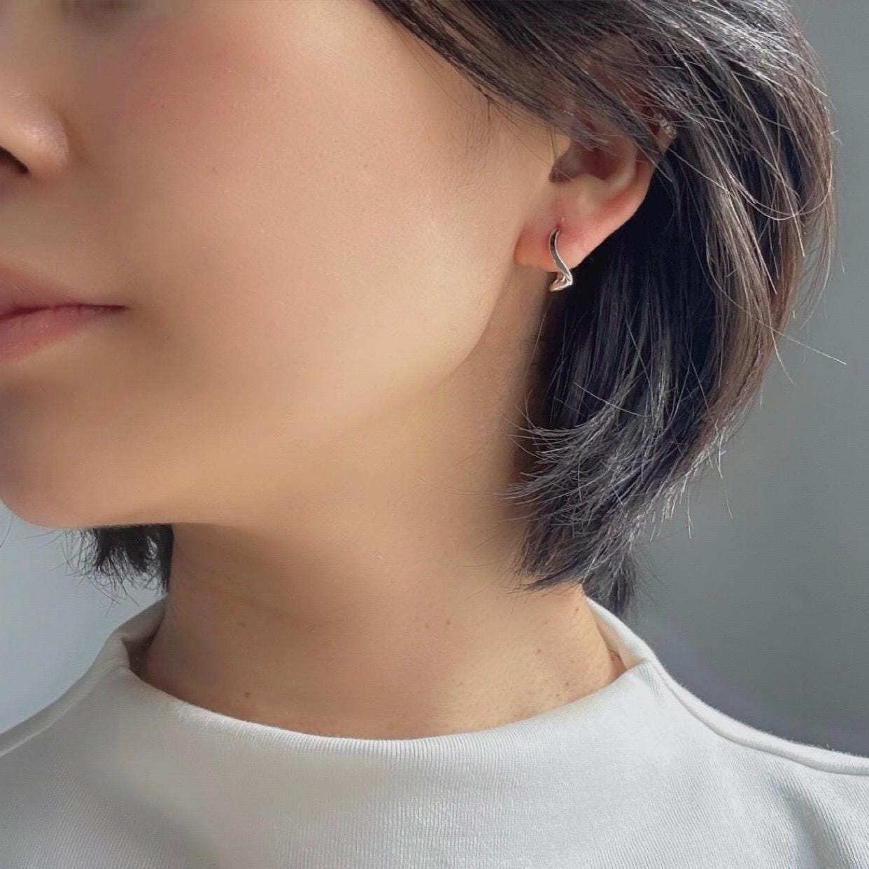 Sterling Silver Huggie Kaia Earrings – Modern Minimalist Hoops