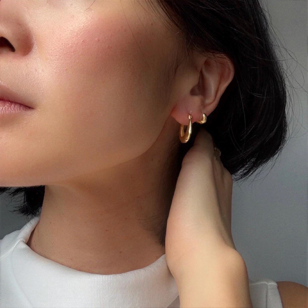 18K Gold Plated Sterling Silver April Hoop Earrings – Classic Everyday Elegance