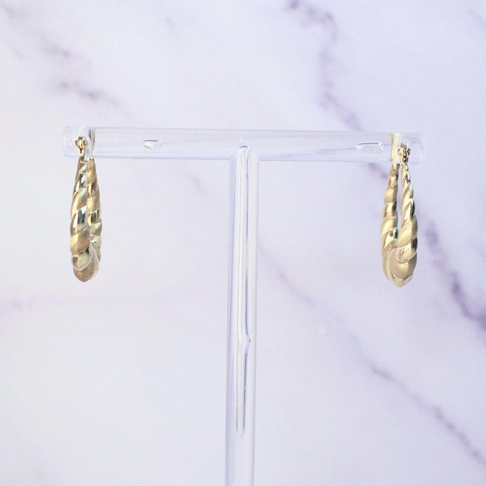 Vintage 14K Solid Gold Twisted Hoop Earrings