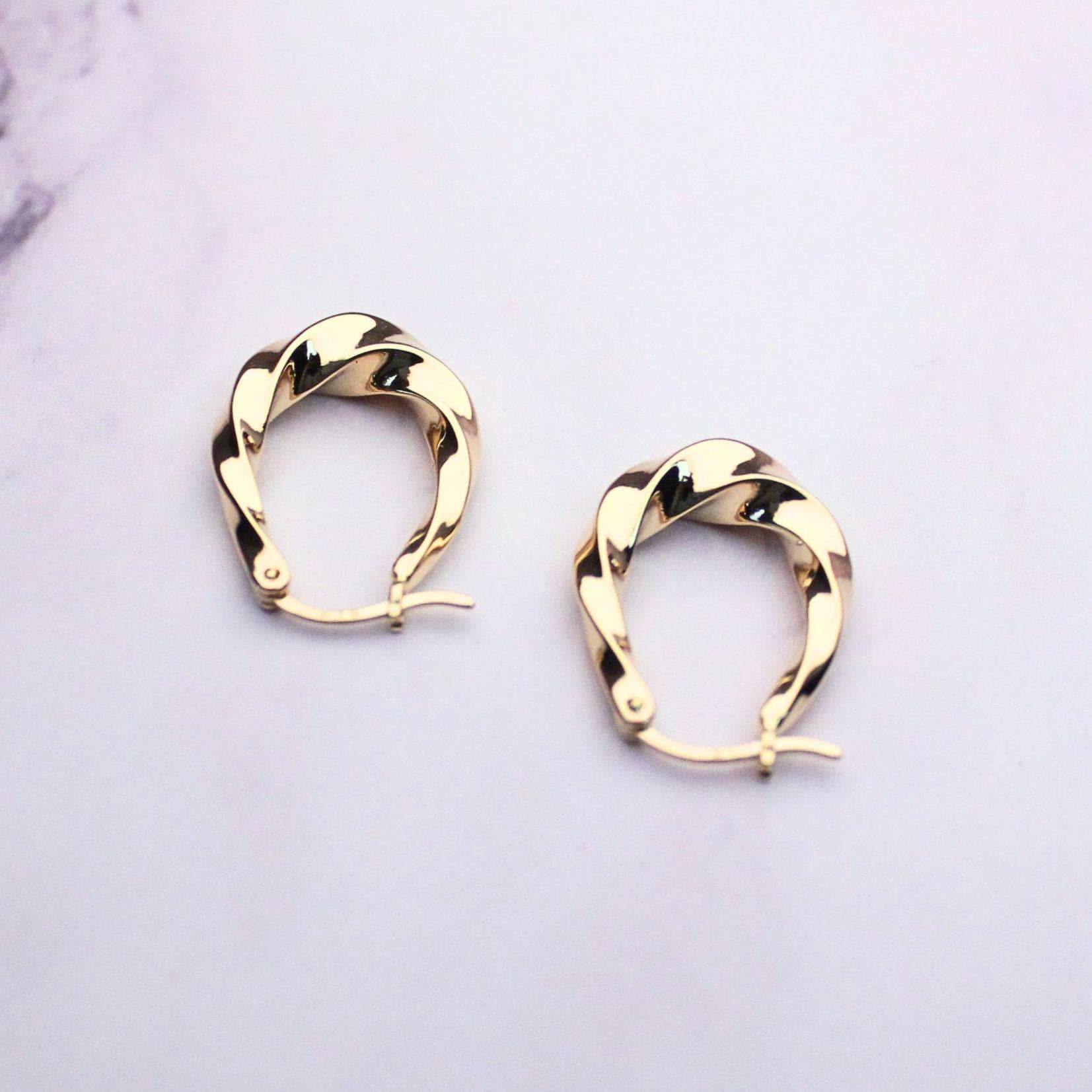 18k Solid Gold Amy Hoop Earrings: Twisted Timeless Statement