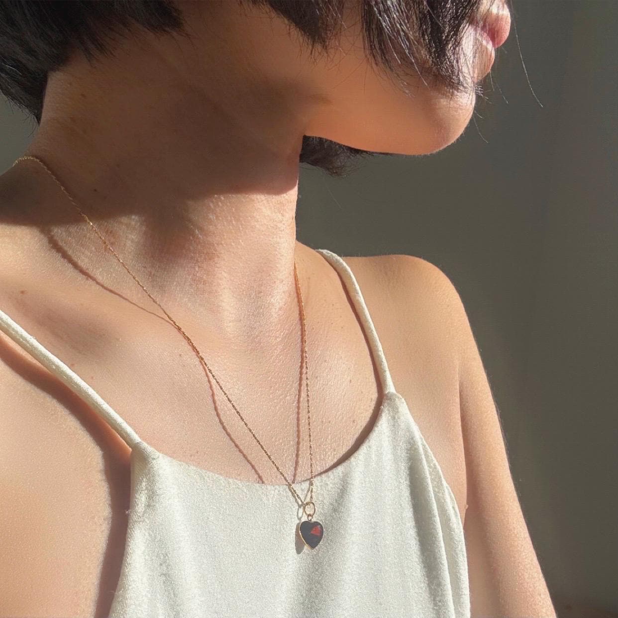 Solid 18K Gold Lori Garnet Necklace – Dainty Genuine Gemstone Pendant January Birthstone