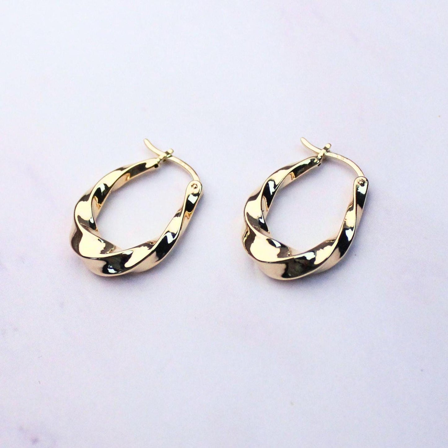 18k Solid Gold Amy Hoop Earrings: Twisted Timeless Statement